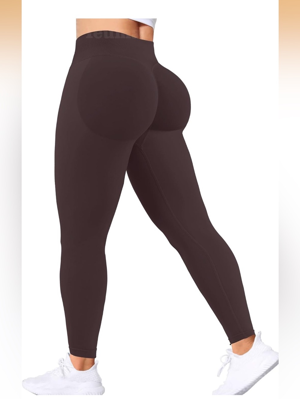 Amazon, chocolate brown butt scrunch thick leggings